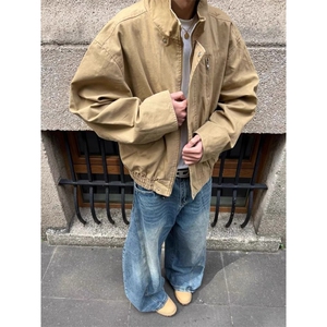 重磅珠帆布底特律工装夹克纯棉水洗巴恩风哈灵顿外套JW646
