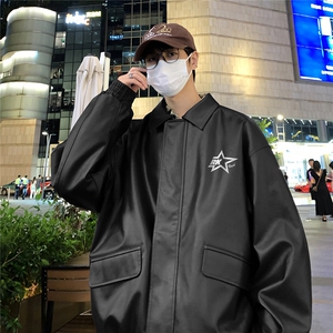 特批港风夜景时尚五角星印花翻领皮夹克 A247-TPF452 特批85图片