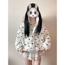 1506-1/M78191/P89女生美式复古连帽毛领星星棉服外套，男装棉衣，星座1506-1