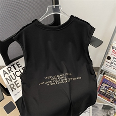无袖T恤男士韩版潮流高街帅气字母2024夏季ins宽松体恤ST449-P32，男装T恤，星座412-3