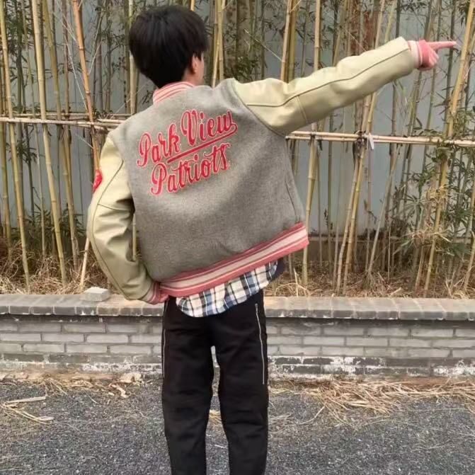 美式复古男女新款刺绣棒球字母撞色百搭宽松情侣上衣夹克休闲外套,男装夹克,星座506A