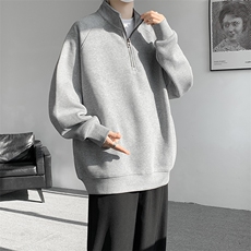 8XL-M特大码卫衣男纯色百搭条纹肌理立领拉链长袖T恤男WY08P55，男装T恤，电商D206-1
