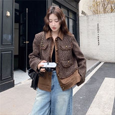 【新品有货】复古小香风拼接假两件外套2C213-916-P195-K288，女装短外套，2C213