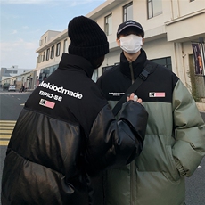 港风新款冬季时尚百搭情侣加厚PU皮棉服外套MY6405特批95控158，男装棉衣，电商A268A