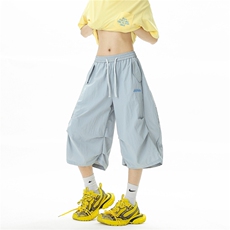 多巴胺刺绣速干短裤男女夏户外山系阔腿七分裤子宽松运动休闲中裤，女装休闲裤，星座1210-1