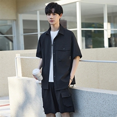 短袖短裤两件套衬衫套装男夏高级感薄款宽松休闲外套YP2509-P115，男装休闲套装，电商A355（原A415）