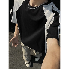 抖音得物二开品质240克宽松纯棉美式潮牌高街痞帅短袖T恤YQ41，男装T恤，电商A486-1