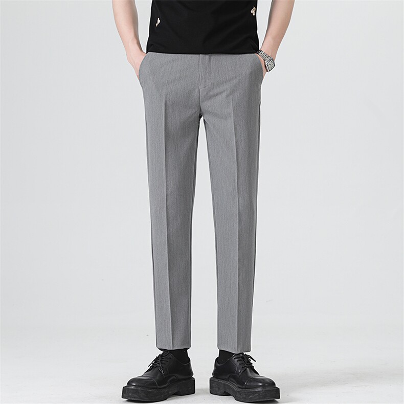 裤子男韩版潮流秋冬季新款九分小西裤男士修身垂感西装裤休闲长裤图片