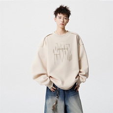得物供货、重磅420克现货圆领卫衣宽松HD019-1-WY2819LL-P35，男装卫衣，电商019-1