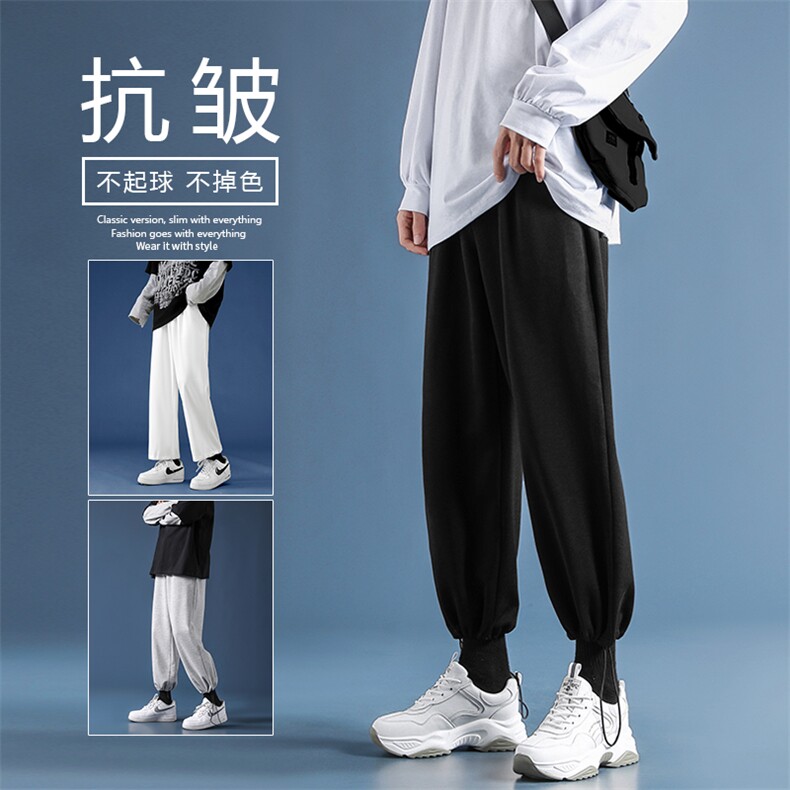 2023秋冬舒适港风休闲百搭卫裤WK01-1特批23-加绒特批30,男装休闲裤,星座718-1