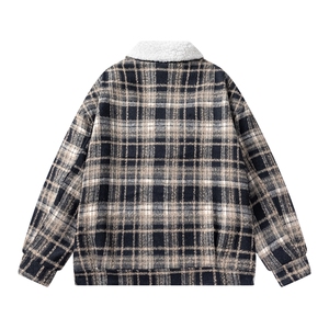 冬装加厚保暖格子男士棉袄呢料棉服情侣羊羔毛呢棉衣 M8002-P110图片