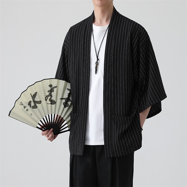 风夏季披风男女情侣宽松日系冰丝防晒服条纹风衣xz815-808p35,男装防晒衣,星座815（原A203）