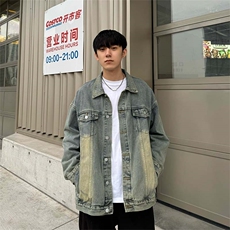港风宽松休闲牛仔外套夹克男做旧水洗美式情侣上衣JK03-P78控108，男装夹克，星座218-5