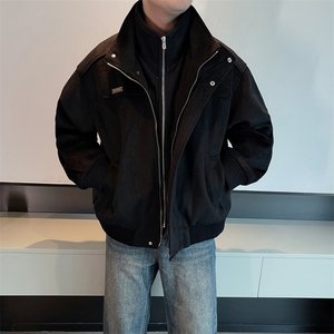 冬季保暖韩版假两件设计感毛呢夹克男宽松加厚夹棉外套潮N902P175图片