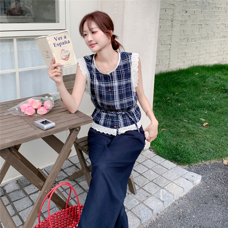 夏季阔腿裤无袖衫时尚两件套女,女装套装/套裙,浙宝069