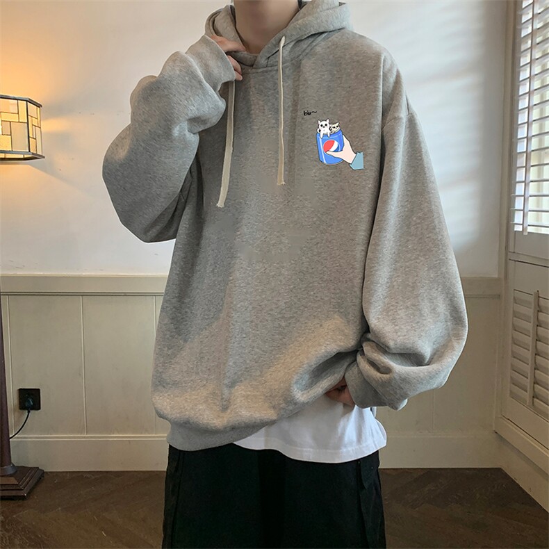 纯棉连帽卫衣男大码运动帽衫宽松薄WY2262-P35加绒款-P40,男装卫衣,电商A040