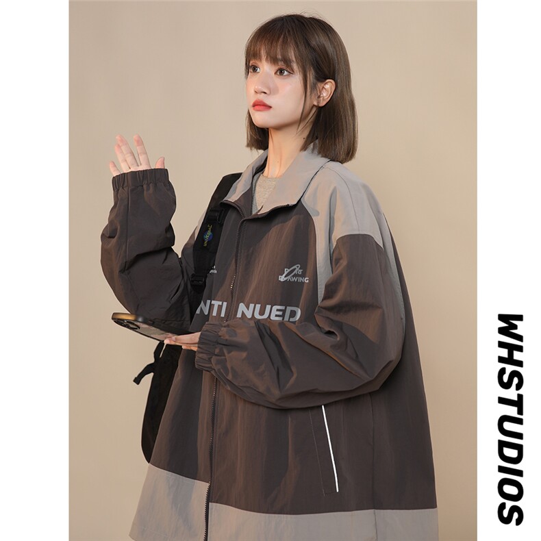 此款上款即85折 品质拼接撞色立领宽松冲锋衣女F6401 P80 控98图片