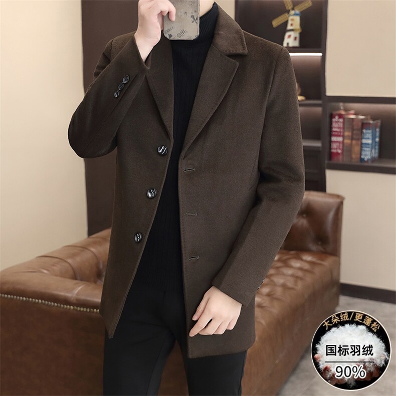 标90羽绒服外套可脱卸内胆冬季中长款羊毛呢子大衣YR253-195,男装羽绒服,星座210-3