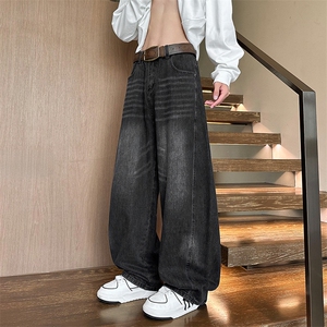 弯刀裤高腰显瘦直筒裤男女宽松休闲百搭阔腿长裤NK8671-特价60,矮个子穿高帮女鞋怎么搭配图片