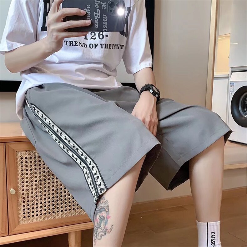 ins超火运动短裤男夏韩版潮学生宽松织带裤K1144P22,男装休闲裤,星座1116-2
