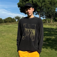 水洗长袖体恤衫旧做T恤衫D328-SXCX01-P45，男装T恤，电商D328