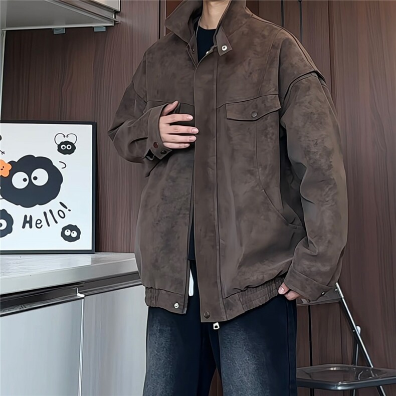 可二开雾霾脏脏灰解构大码M-5XL皮衣夹克无影墙JK78087特P85控138，男装皮衣，星座226-1