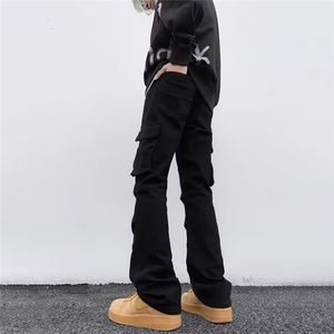 美式vibe风黑色男女潮牌ins高街多口袋工装牛仔裤S824 P42图片