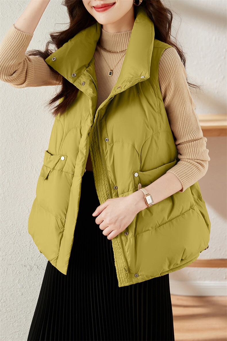 2022新款羽绒服马甲90%白鸭绒加厚休闲/淑女拉链休闲款,女装羽绒服,蝶眷