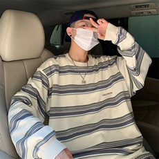 条纹卫衣男春秋季新款韩版港风宽松百搭长袖上衣ins外套WY25-P25，男装卫衣，星座1008