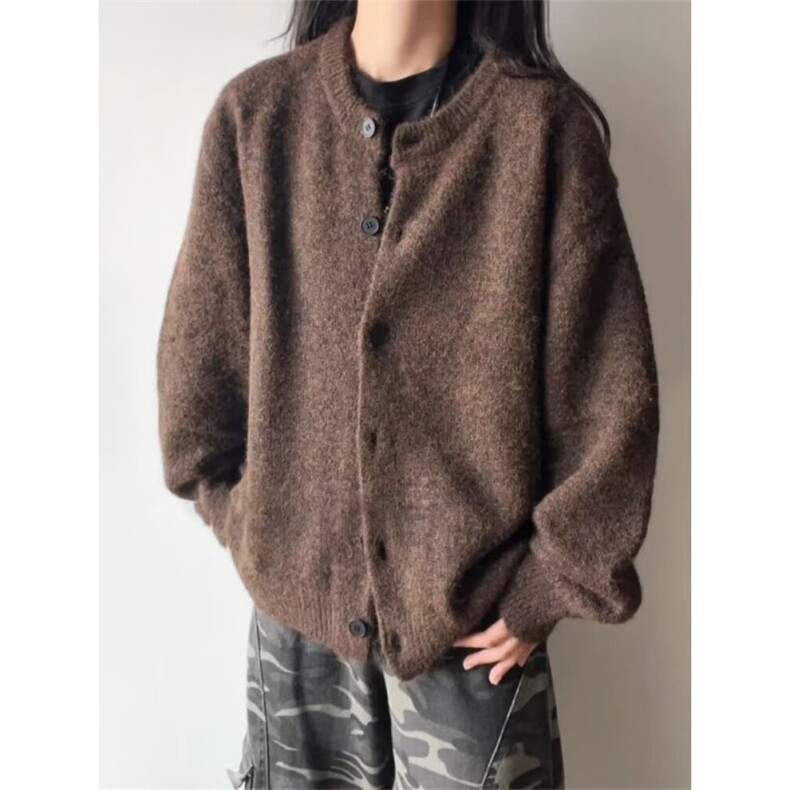 美式复古学院风开衫男女情侣毛衣秋冬松弛感针织衫潮V38-P52网图,男装针织衫/毛衣,电商B245