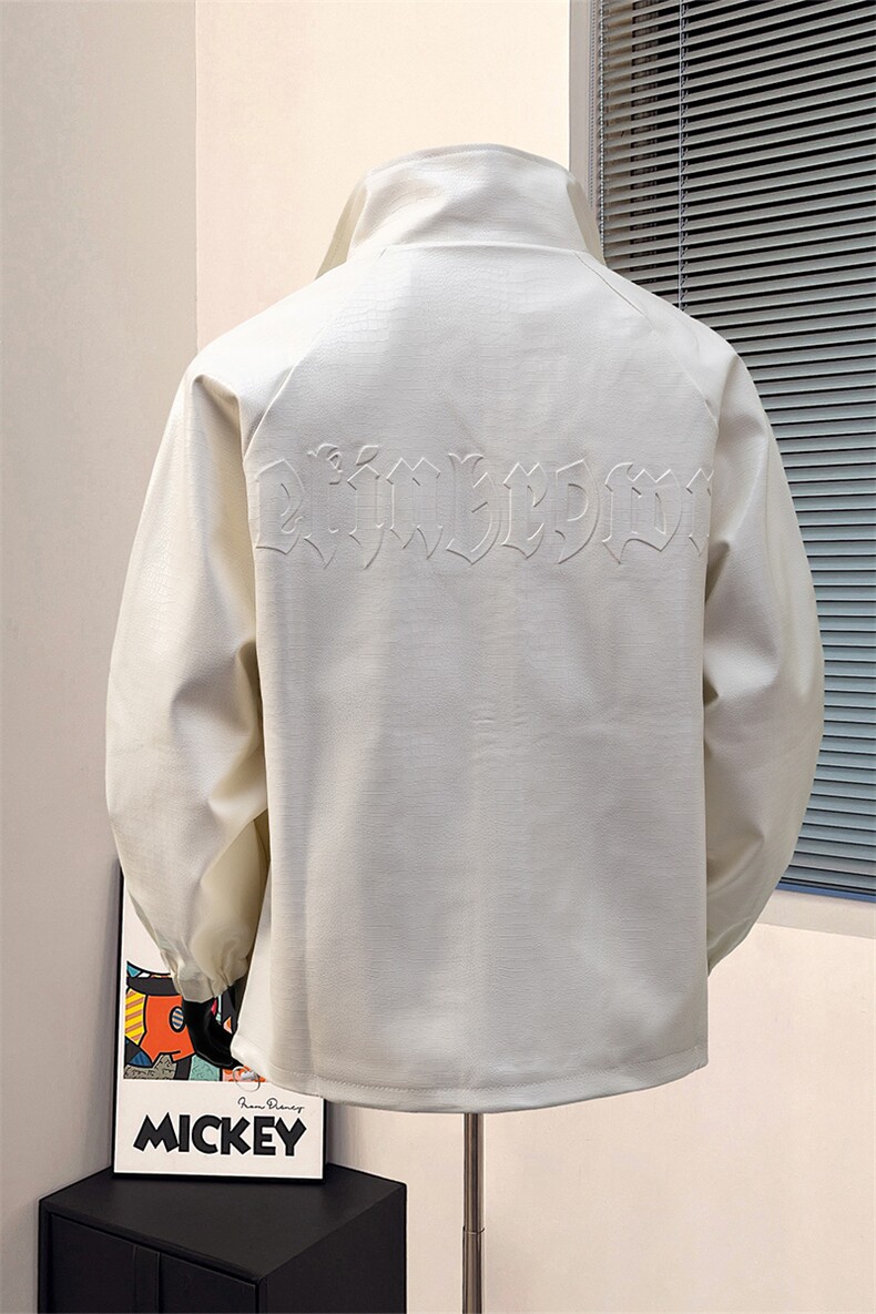 港风模特钢印夹克大码M-5XL皮衣鳄鱼纹情侣皮衣男JK8749P90控128,男装夹克,星座227-7