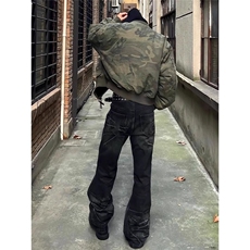 美式假两件迷彩连帽棉衣外套高级感飞行服夹克WLB963-P93夹棉110，男装夹克，星座1008