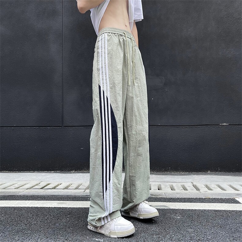 侧边条纹运动裤男女夏季ins潮牌休闲束脚宽松百搭直筒裤B2200-p40,男装休闲裤,星座1008