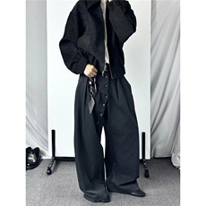高街排扣设计感西裤男夏冰丝休闲裤潮牌垂感山本裤子K362-P48，男装西裤，星座1001-1