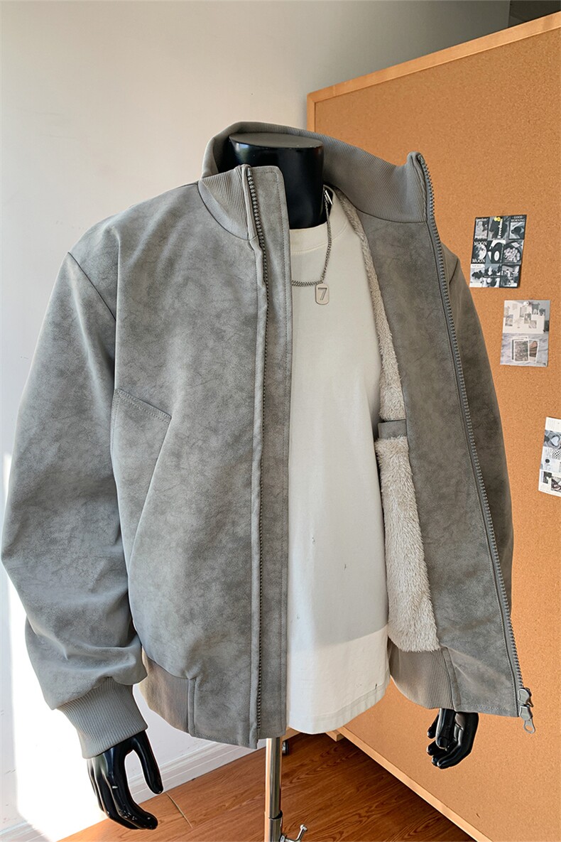 冬季加绒皮棉衣美式复古扎染立领外套上衣男5D1182-TP70不,男装棉衣,电商A102