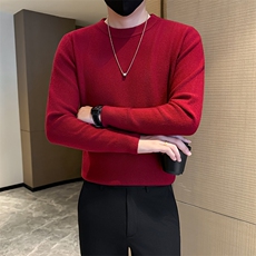 秋冬纯色圆领套头针织打底衫店主社会小伙痞帅301A-1/M97/P48，男装T恤，星座301A-1