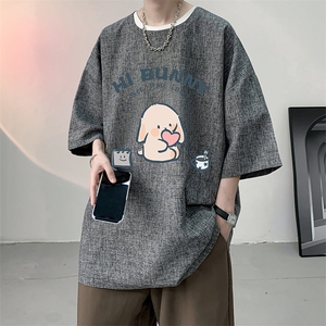 风复古亚麻短袖男棉麻t恤男半袖 ZT71314-P35图片