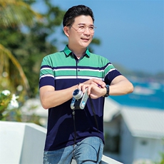 男装短袖T恤男2023夏季新款撞色翻领POLO衫中年商务休闲体恤上衣，男装Polo衫，电商B212（原钱塘6029）