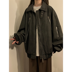 1扎染双拉链大口袋大码M-5XL面层：PU皮夹克JK77867P90控148图片