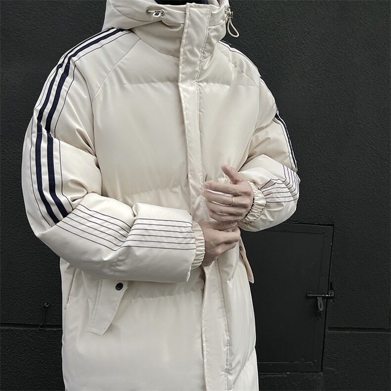 CC883-P118秋冬加厚中长款棉衣防风宽松复古织带连帽立领，男装棉衣，星座405-3