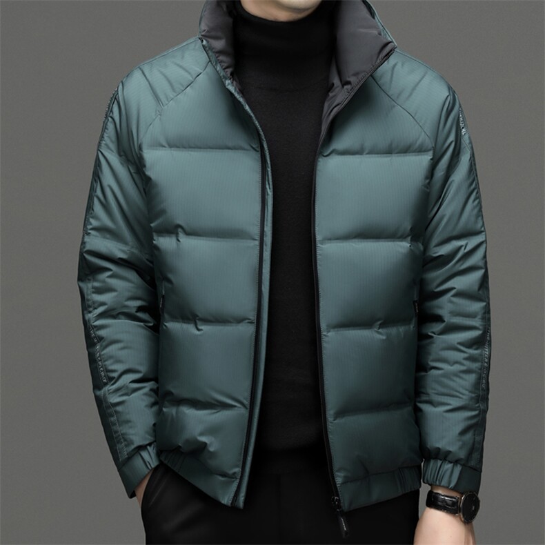 羽绒服男冬季新款加厚保暖休闲中年男士上衣爸爸装立领白鸭绒外套,男装羽绒服,电商B212（原钱塘6029）