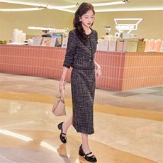 2025秋季新款个性时尚花边拼接小香风套装套裙，女装套装/套裙，1C080
