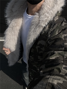 美式迷彩复古毛领棉服外套男连帽座山雕夹克棉服外套 2310 P115图片