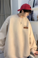 青少年春季新款麂皮绒上衣潮流小标宽松卫衣JK23326-特批36控59，男装卫衣，星座605(原A050)