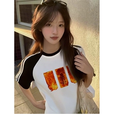 抖音得物品质二开240克宽松纯棉美式潮牌插肩三杠织带短袖T恤，男装T恤，电商A486