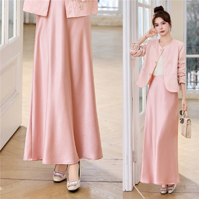 现货高腰A字中长款半身裙女2026春季新款垂感显瘦气质长裙，女装半身裙，火爆靓佳人