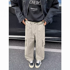 复古直筒休闲裤男2025春秋季潮牌宽松百搭伐木工装裤K6105-P60，男装休闲裤，星座412-3