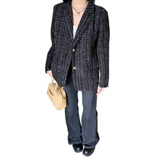 小香风西装外套秋季新款设计感小众ins宽松百搭西服上衣NZ018-85，男装西服套装，星座911-3