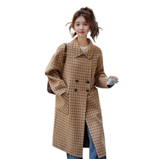 现货小格子双面羊绒羊毛大衣2C220-L301-P395K515，女装毛呢外套，2C220