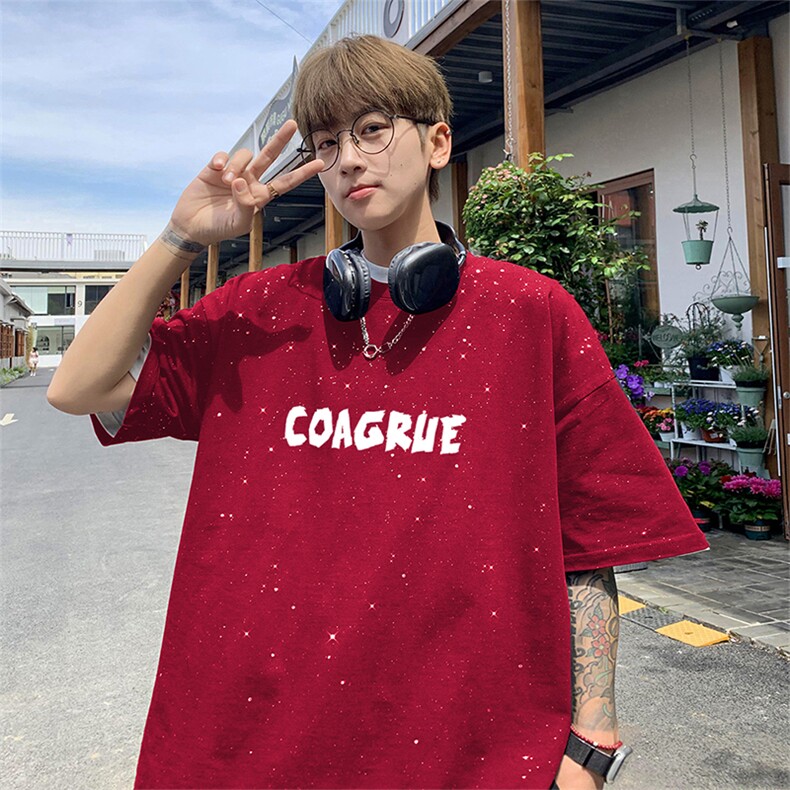 可48小时发货支持抖音得物来样二开美式满天星亮片短袖T恤MTX696,男装T恤,电商A486-1